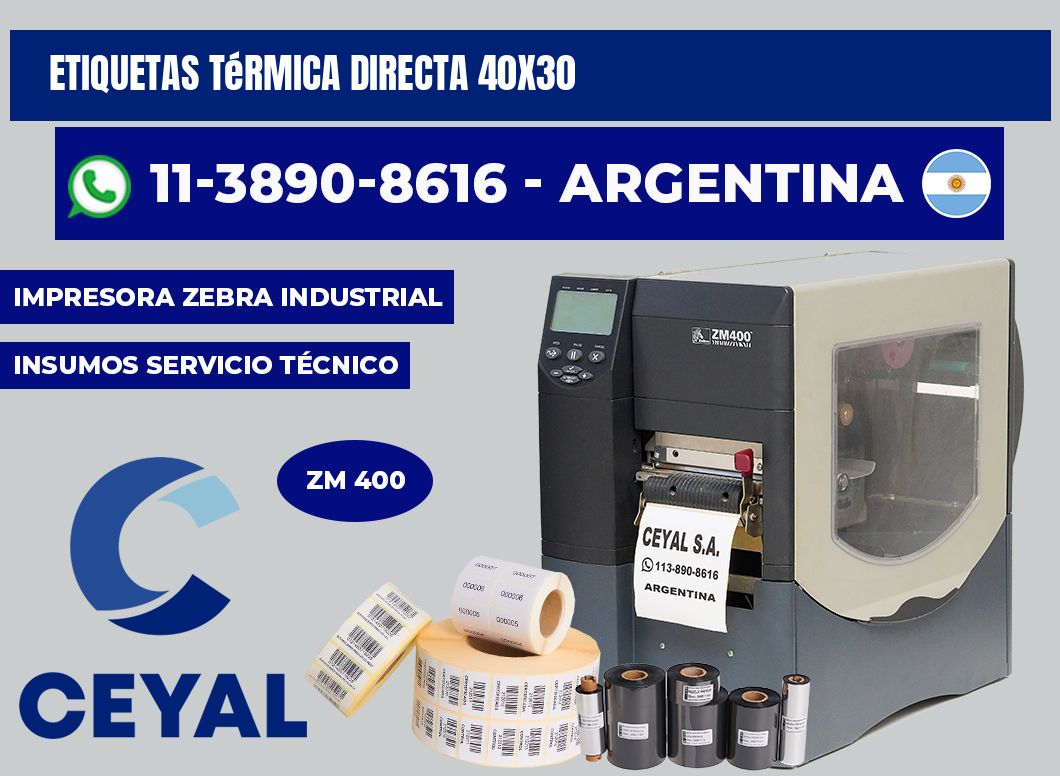 etiquetas térmica directa 40X30