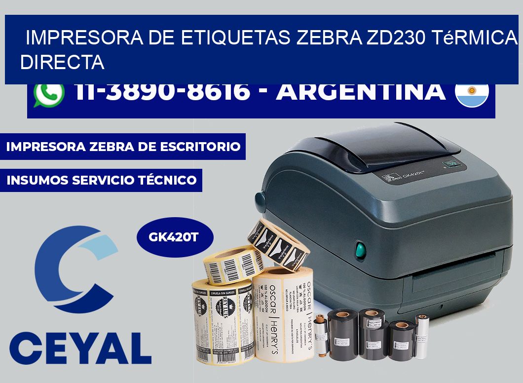 impresora de etiquetas zebra ZD230 térmica directa