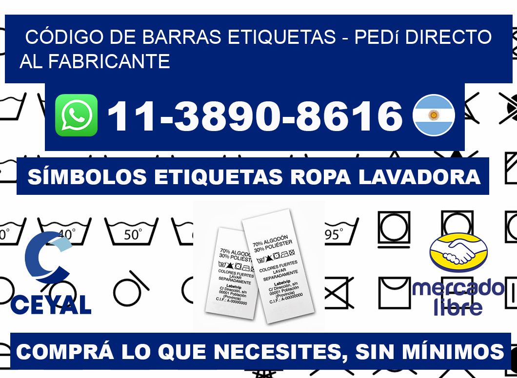 CÓDIGO DE BARRAS ETIQUETAS - Pedí directo al fabricante