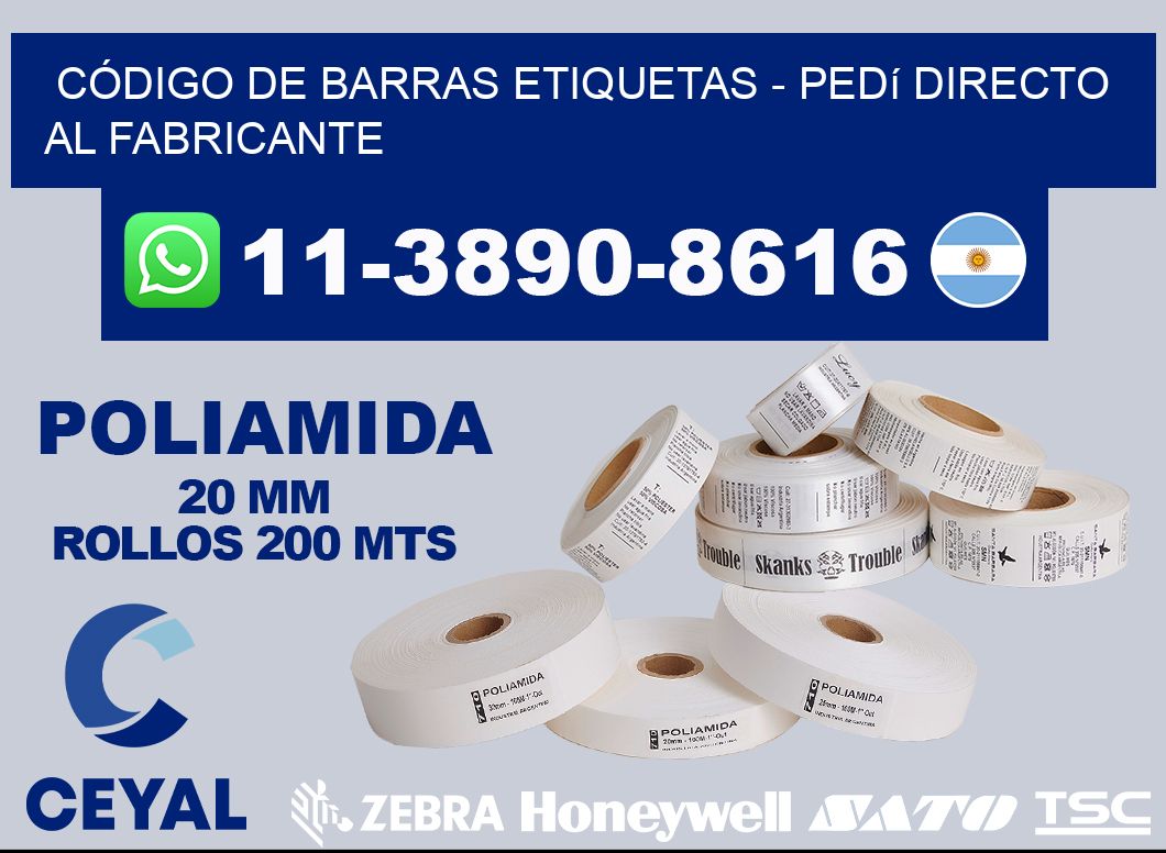 CÓDIGO DE BARRAS ETIQUETAS - Pedí directo al fabricante