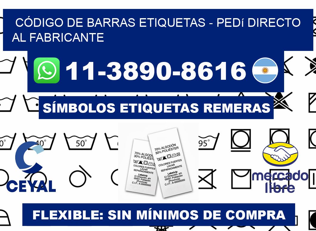 CÓDIGO DE BARRAS ETIQUETAS - Pedí directo al fabricante