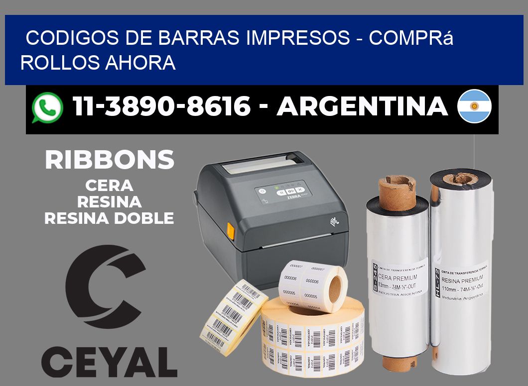 CODIGOS DE BARRAS IMPRESOS - Comprá rollos ahora