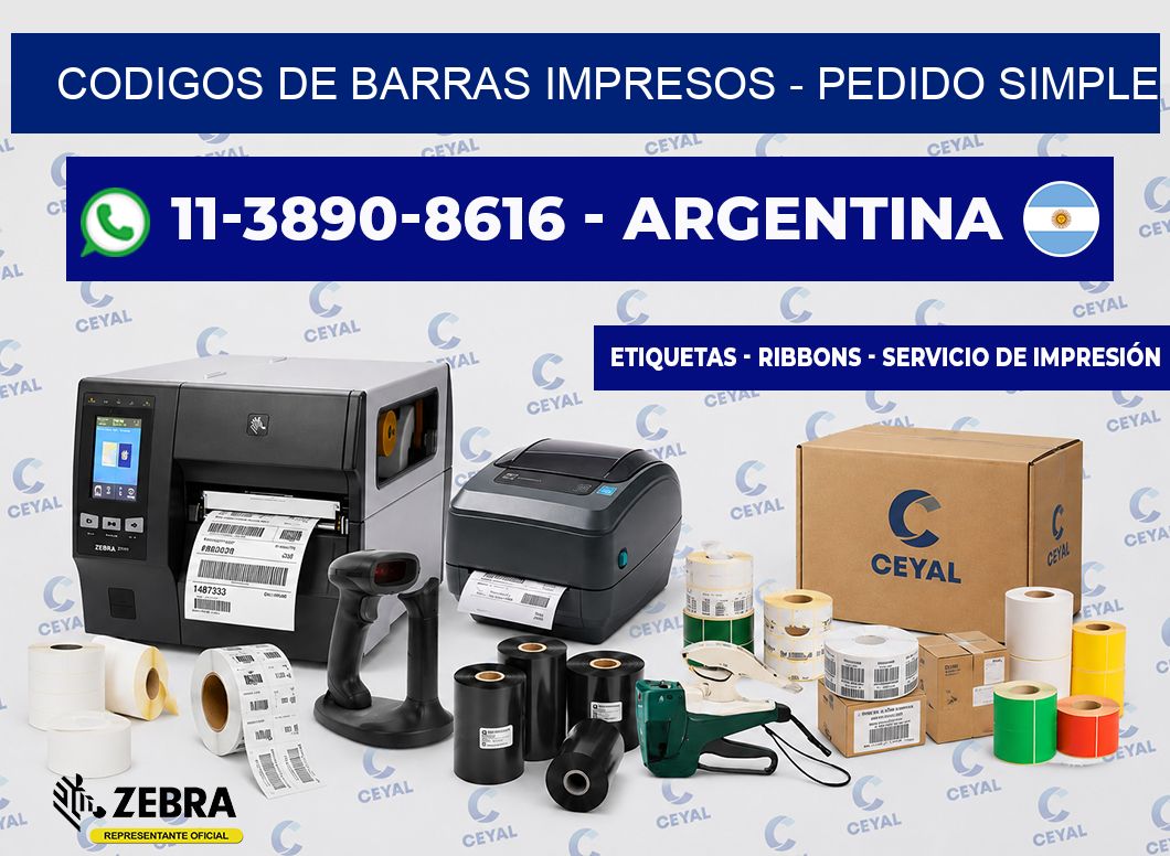 CODIGOS DE BARRAS IMPRESOS - Pedido simple