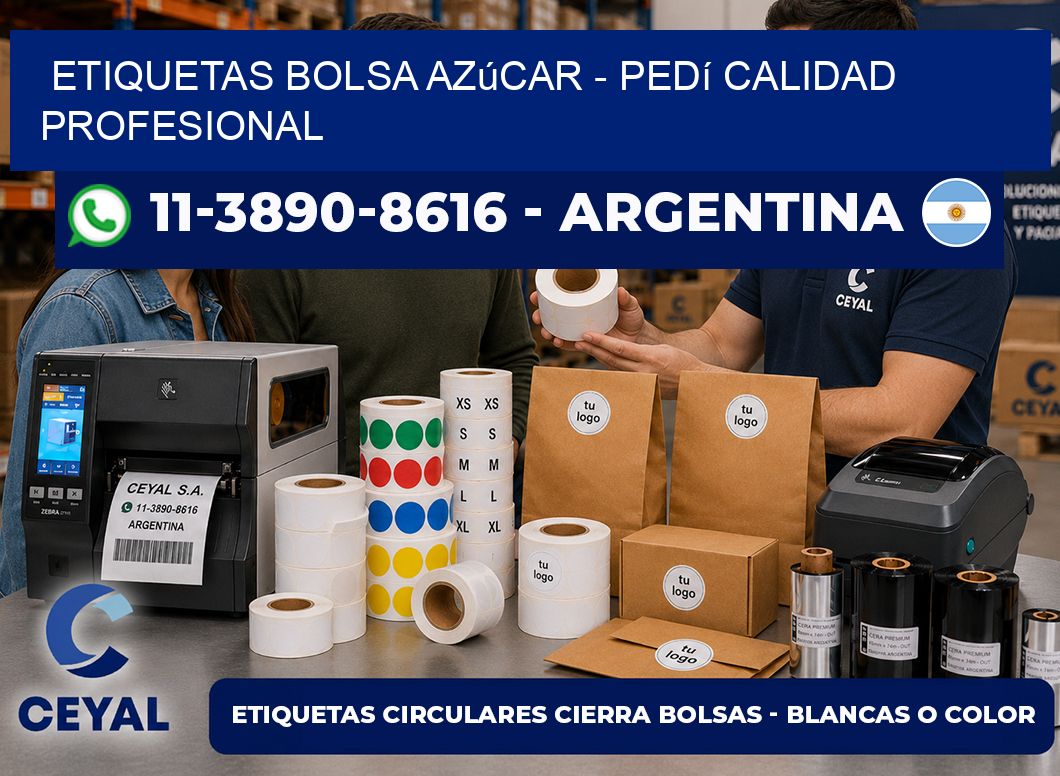 Etiquetas Bolsa azúcar - Pedí calidad profesional