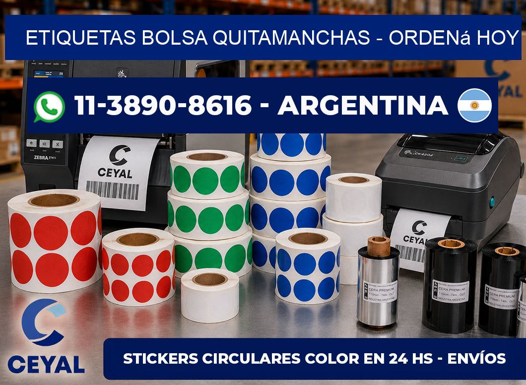 Etiquetas Bolsa quitamanchas - Ordená hoy