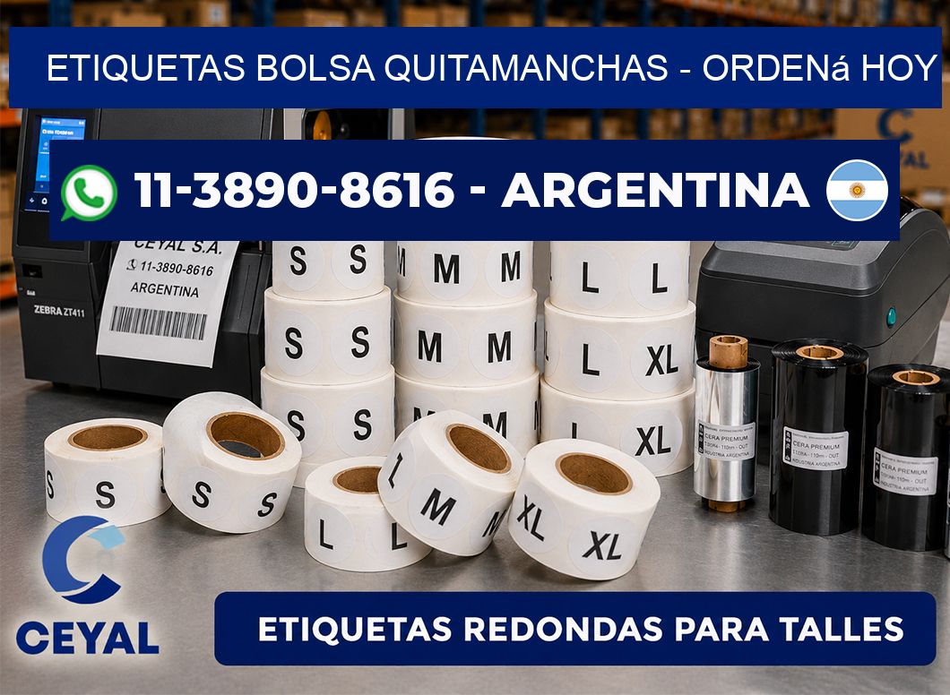 Etiquetas Bolsa quitamanchas - Ordená hoy
