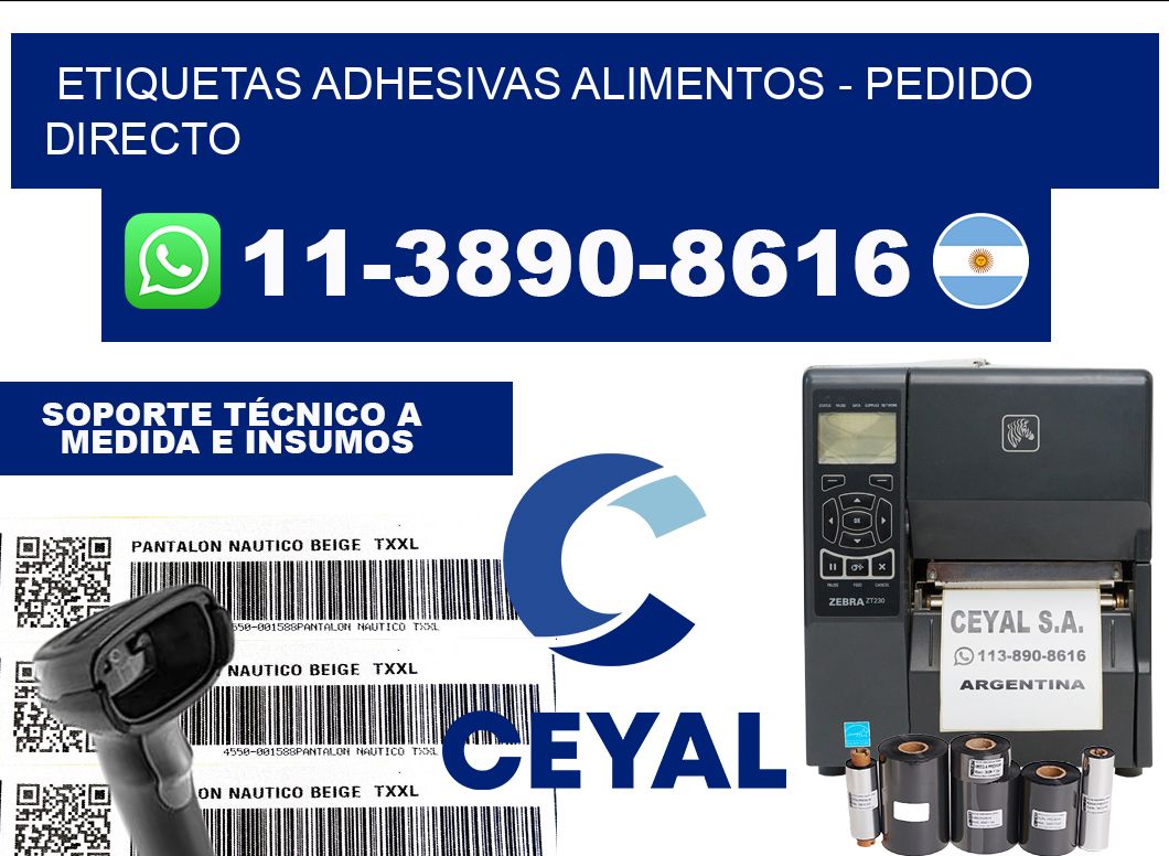 ETIQUETAS ADHESIVAS ALIMENTOS - Pedido directo