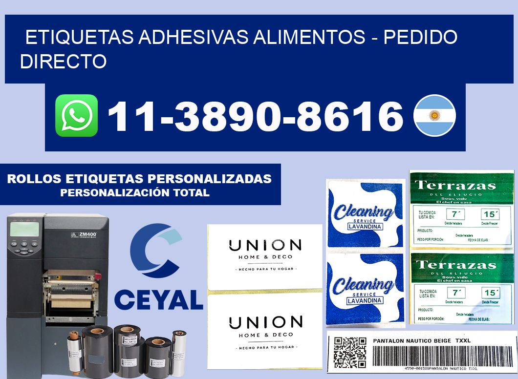 ETIQUETAS ADHESIVAS ALIMENTOS - Pedido directo