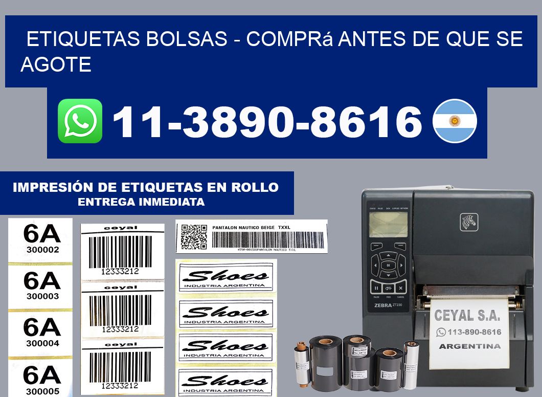 ETIQUETAS BOLSAS - Comprá antes de que se agote