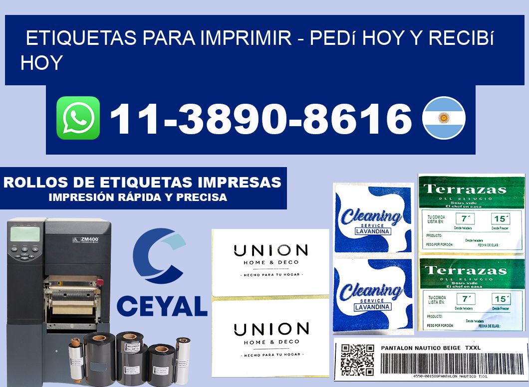 ETIQUETAS PARA IMPRIMIR - Pedí hoy y recibí hoy