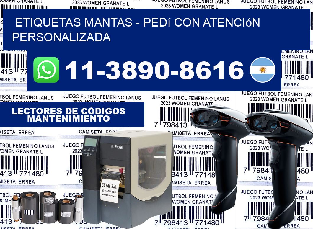 Etiquetas Mantas - Pedí con atención personalizada
