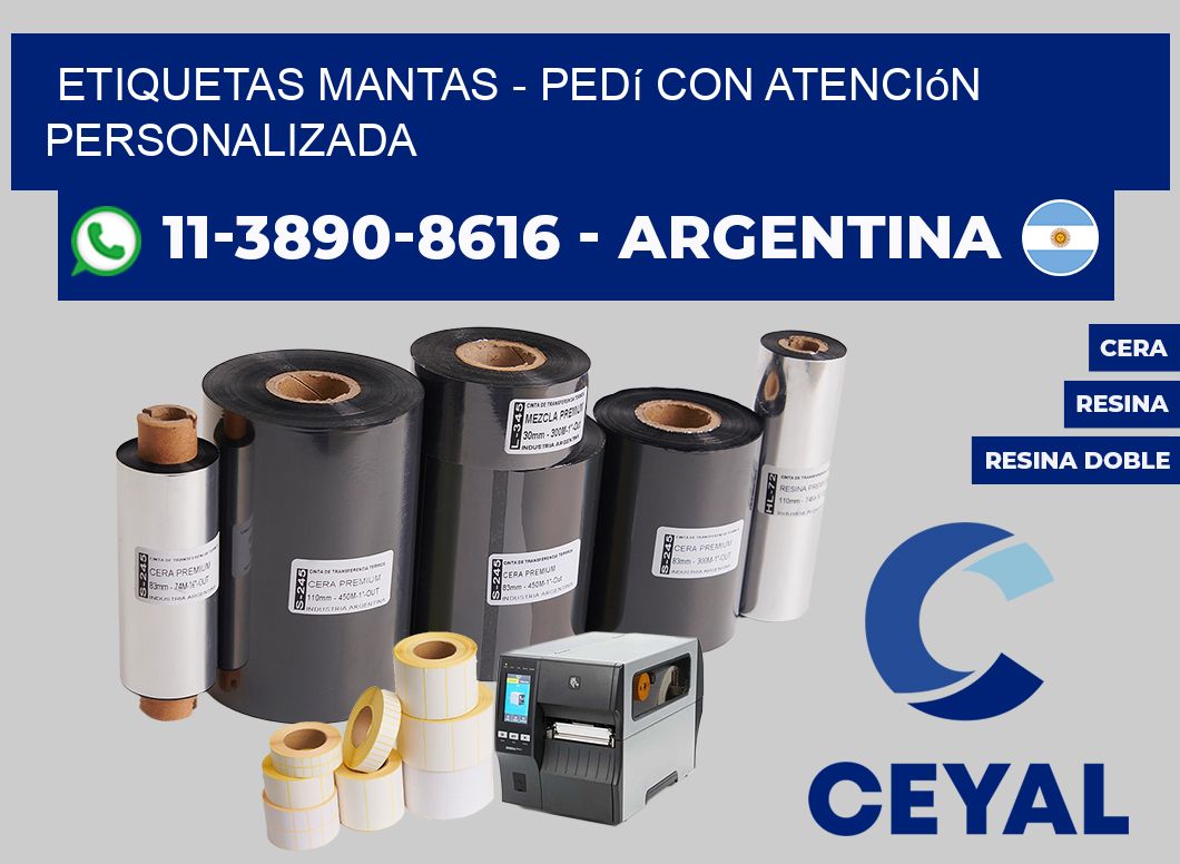 Etiquetas Mantas - Pedí con atención personalizada