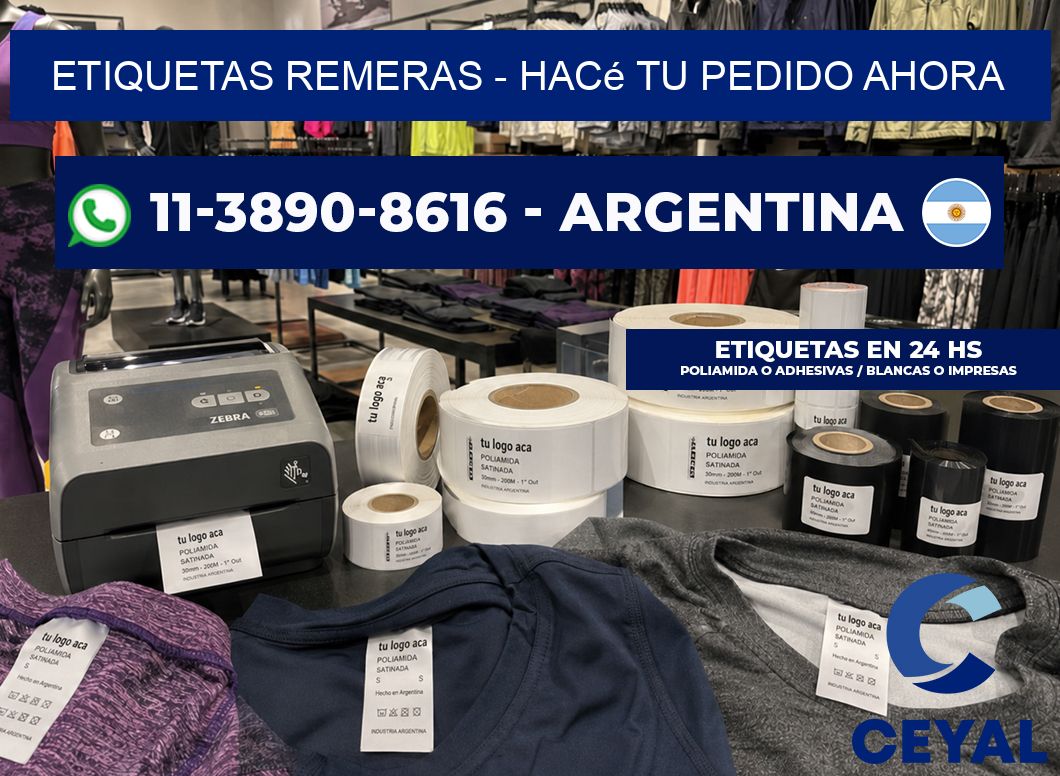 Etiquetas Remeras - Hacé tu pedido ahora