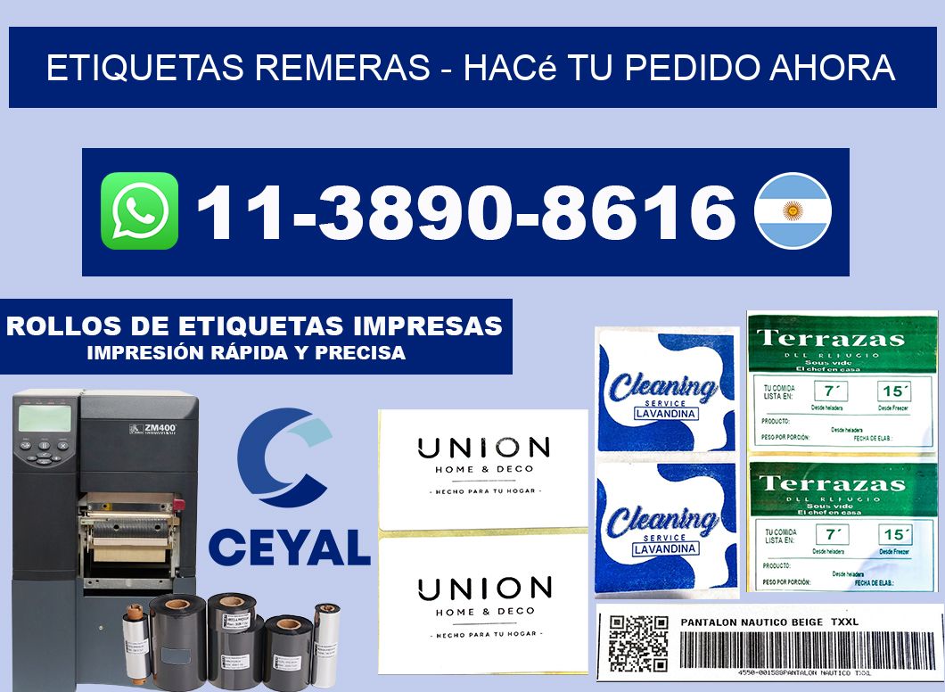 Etiquetas Remeras - Hacé tu pedido ahora