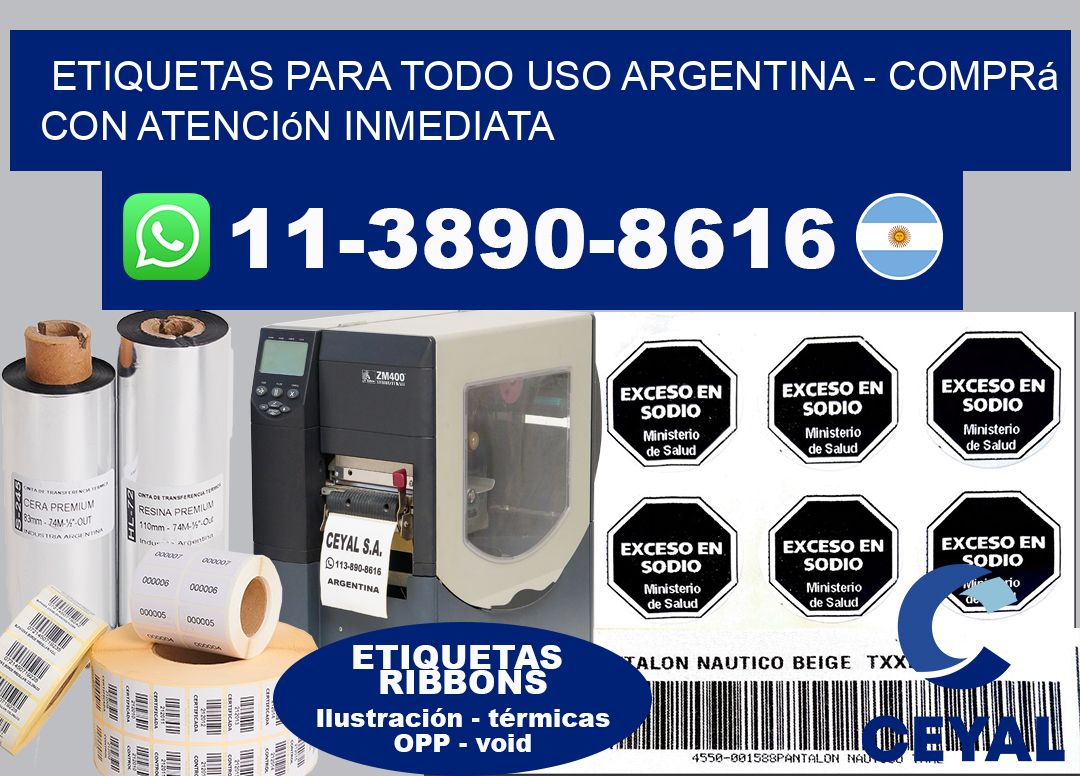 ETIQUETAS PARA TODO USO ARGENTINA - Comprá con atención inmediata