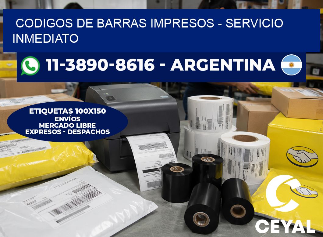 codigos de barras impresos - Servicio inmediato
