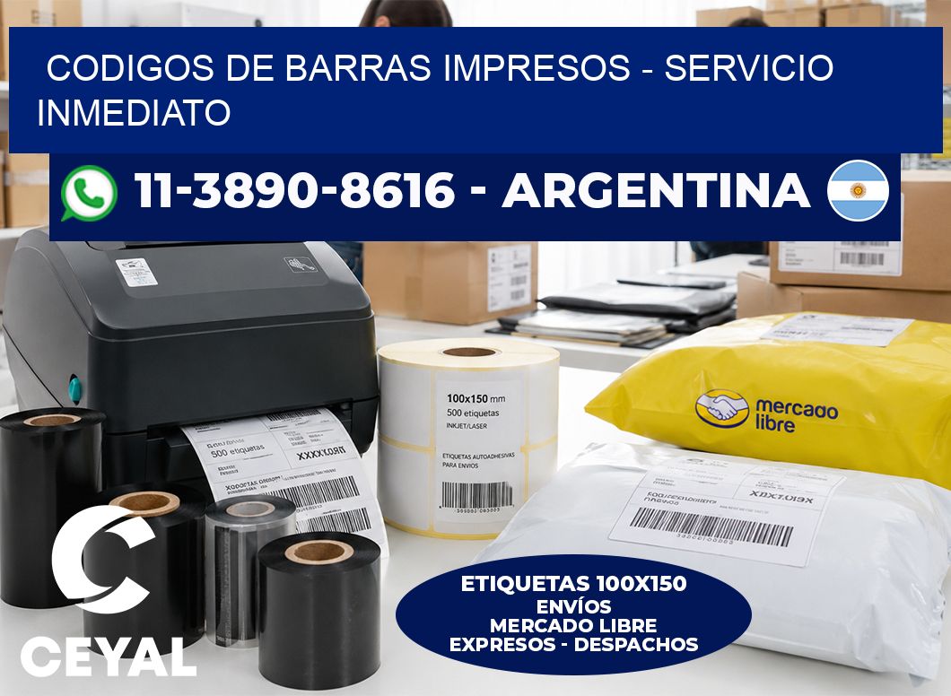 codigos de barras impresos - Servicio inmediato