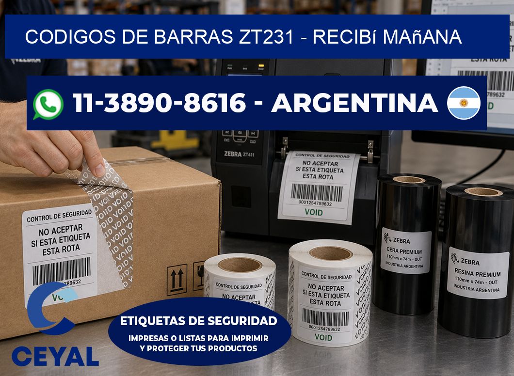 codigos de barras zt231 - recibí mañana