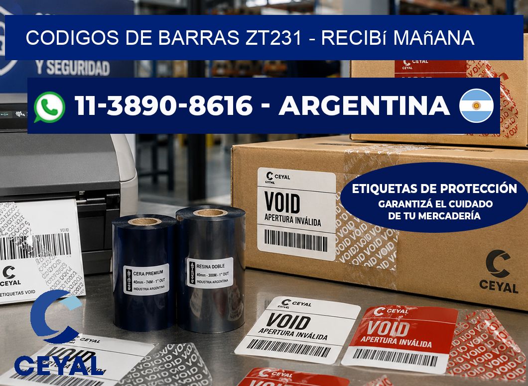 codigos de barras zt231 - recibí mañana