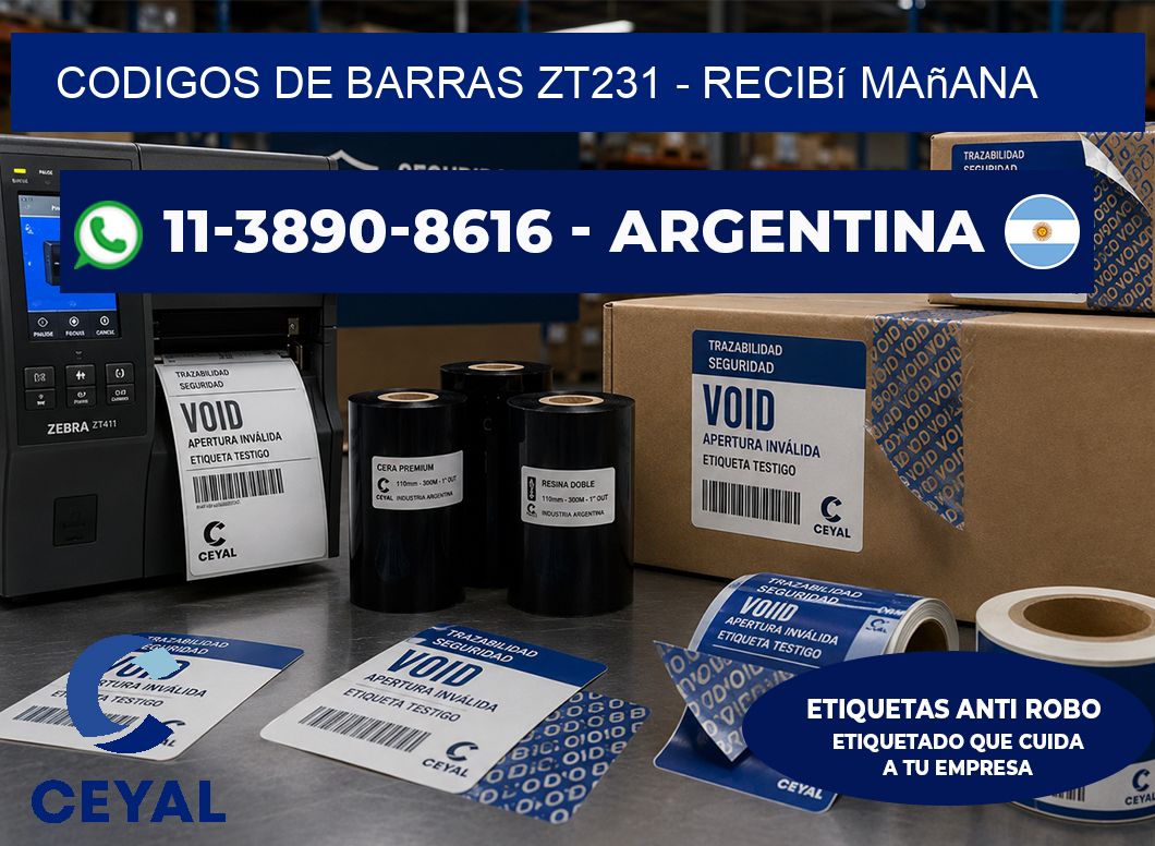 codigos de barras zt231 - recibí mañana